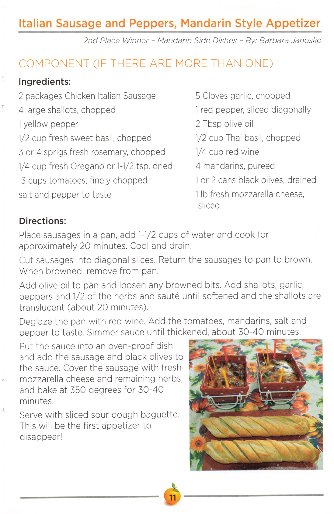 Italian Sausage and Peppers, Mandarin Style Appetizer