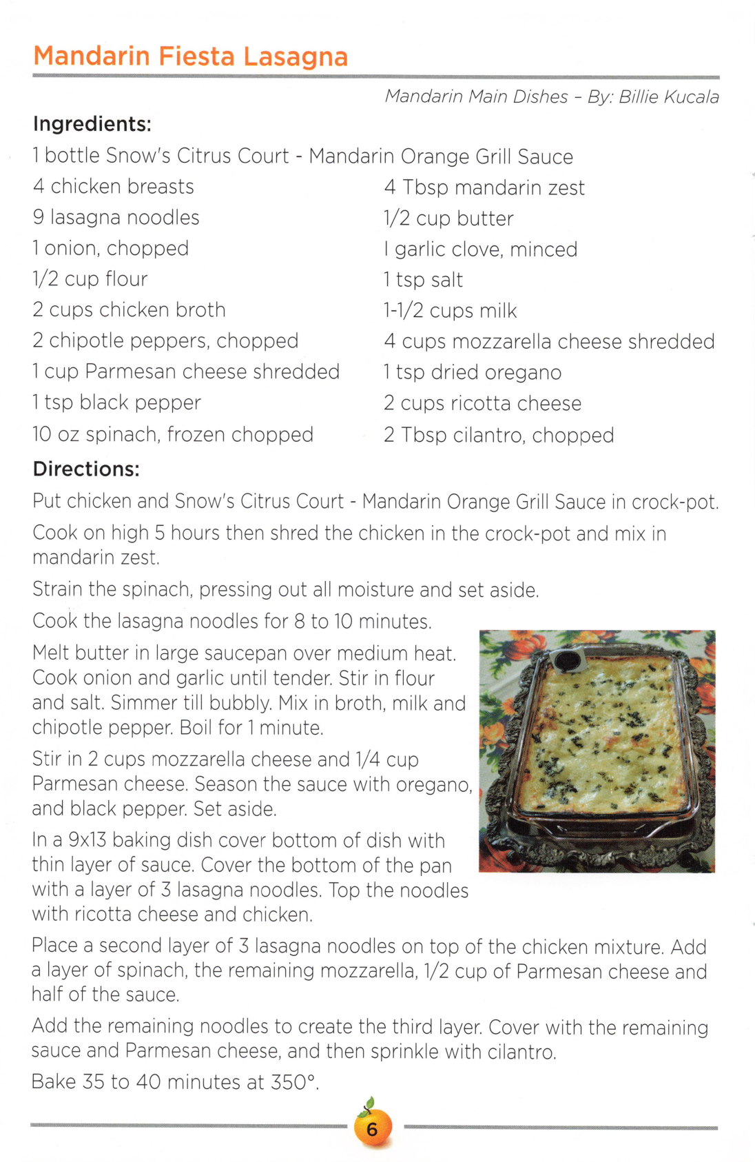 Mandarin Fiesta Lasagna